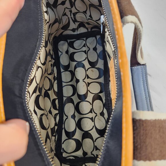 Vintage Coach Hampton Black & Blue Handbag Satchel Purse - Picture 11 of 14